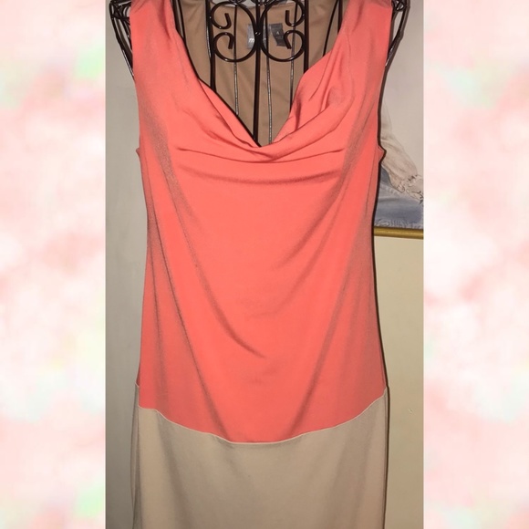 MUSE TANK DRESS~ORANGE,TAN,BLUE COWL NECK~SIZE 4 - Picture 4 of 6